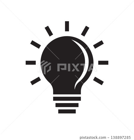 Lightbulb silhouette vector illustration on isolated background. Light bulb icon in flat style. Idea sign business concept. Lightbulb silhouette vector illustration on isolated background. Light bulb icon in flat style. Idea sign business concept. 138897285
