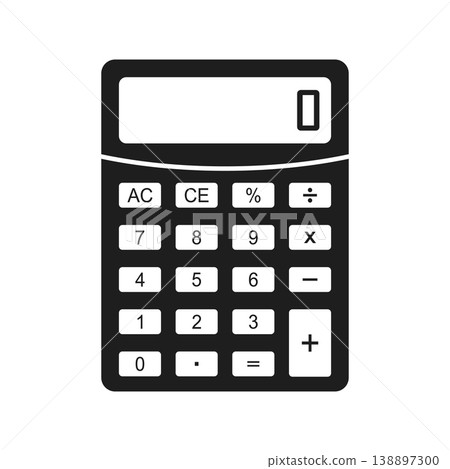 Calculator silhouette icon in flat style. School educational supplies vector illustration on isolated background. Financial stationery sign business concept. Calculator silhouette icon in flat style. School educational supplies vector illustration on isolated background. Financial stationery sign business concept. 138897300