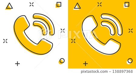 Mobile phone icon in comic style. Telephone talk cartoon vector illustration on white isolated background. Hotline contact splash effect business concept. Mobile phone icon in comic style. Telephone talk cartoon vector illustration on white isolated background. Hotline contact splash effect business concept. 138897368