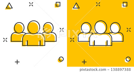 People communication icon in comic style. People cartoon vector illustration on white background. Partnership splash effect business concept. People communication icon in comic style. People cartoon vector illustration on white background. Partnership splash effect business concept. 138897388