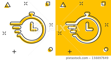 Recovery icon in comic style. Repeat clock cartoon vector illustration on white isolated background. Rotation time splash effect business concept. Recovery icon in comic style. Repeat clock cartoon vector illustration on white isolated background. Rotation time splash effect business concept. 138897649
