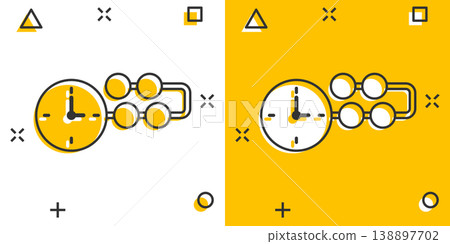 Timeline icon in comic style. Progress cartoon vector illustration on white isolated background. Diagram splash effect business concept. 138897702