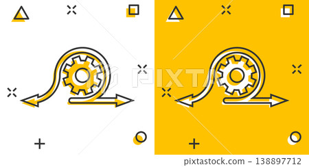 Agile icon in comic style. Flexible cartoon vector illustration on white isolated background. Arrow cycle splash effect business concept. Agile icon in comic style. Flexible cartoon vector illustration on white isolated background. Arrow cycle splash effect business concept. 138897712