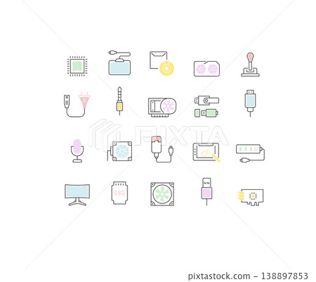Set Vector Line Icons of Upgrading Computer Components 138897853