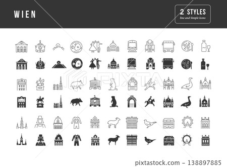 Set of simple icons of Wien Set of simple icons of Wien 138897885