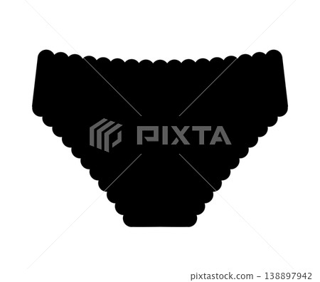 Black silhouette of women panties with scalloped edge. Vector illustration of female underwear isolated on white background. 138897942