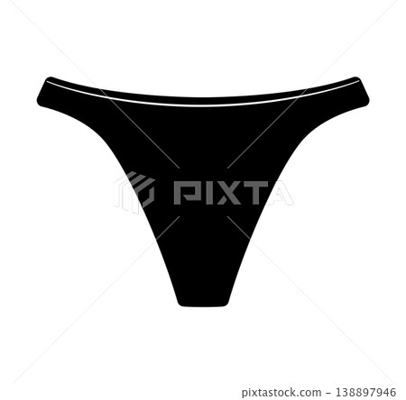 Black silhouette of women thong panties. Vector illustration of female lingerie isolated on white background. 138897946