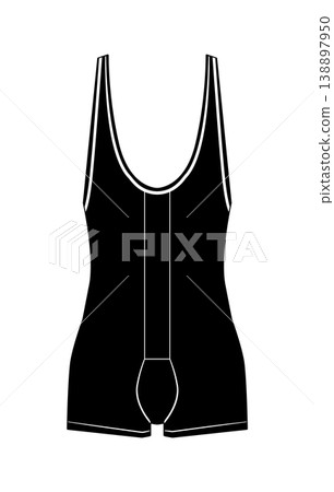 Black silhouette of men wrestling sport singlet with shoulder straps and tight athletic fit. Vector illustration of professional wrestling uniform isolated on white background. Black silhouette of men wrestling sport singlet with shoulder straps and tight athletic fit. Vector illustration of professional wrestling uniform isolated on white background. 138897950