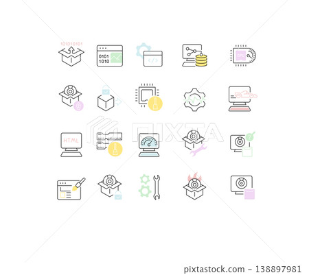 Set Vector Line Icons of Software 138897981