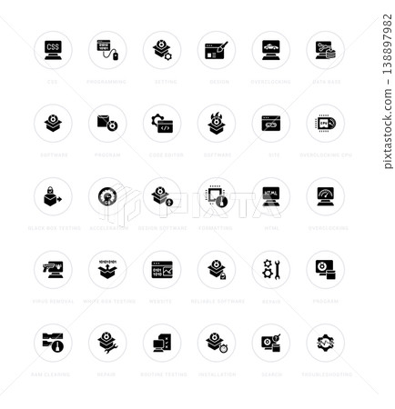 Set of Simple Icons of Software Set of Simple Icons of Software 138897982