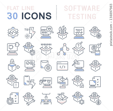 Set Vector Line Icons of Software Testing Set Vector Line Icons of Software Testing 138897983