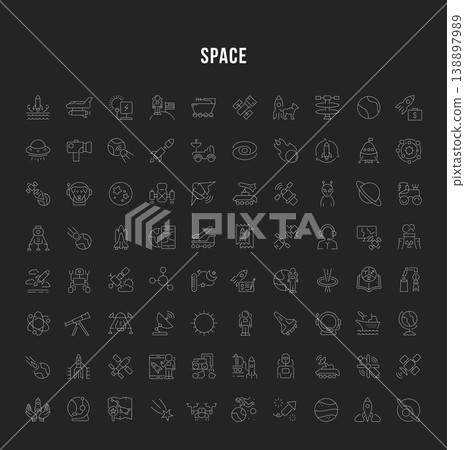 Set Vector Line Icons of Space. Set Vector Line Icons of Space. 138897989