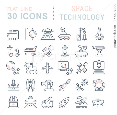 Set Vector Line Icons of Space Technology Set Vector Line Icons of Space Technology 138897990