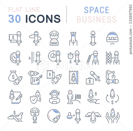 Set Vector Line Icons of Space Business Set Vector Line Icons of Space Business 138897992