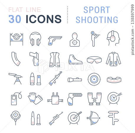Set Vector Line Icons of Sport Shooting. 138897999