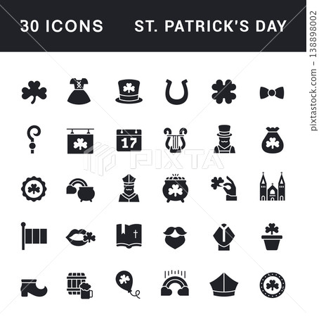 Set of Simple Icons of St. Patrick's Day Set of Simple Icons of St. Patrick's Day 138898002