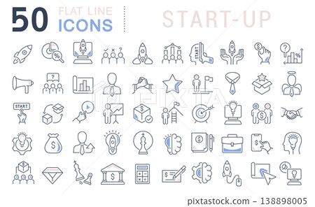 Set Vector Line Icons of Startup 138898005