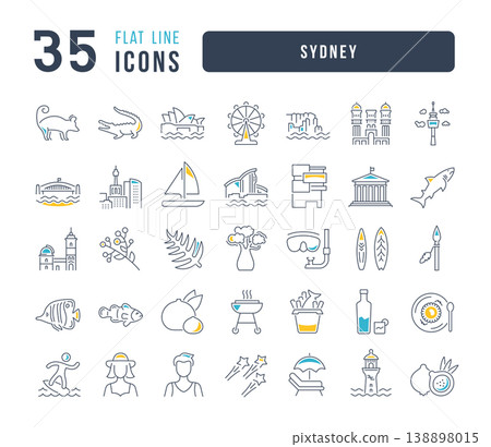 Set of linear icons of Sydney Set of linear icons of Sydney 138898015