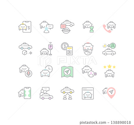 Collection Linear Icons of Taxi Services Collection Linear Icons of Taxi Services 138898018