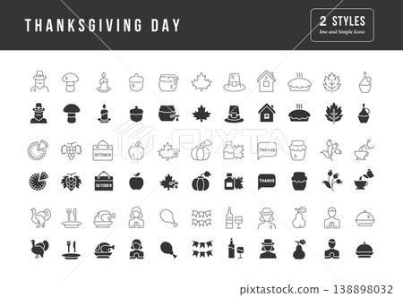 Set of simple icons of Thanksgiving Day 138898032
