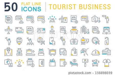Set Vector Line Icons of Tourist Business Set Vector Line Icons of Tourist Business 138898039