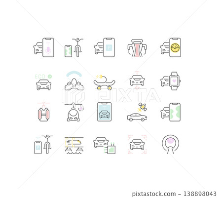 Set Vector Line Icons of Transport Technology Set Vector Line Icons of Transport Technology 138898043