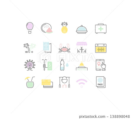 Set Vector Flat Line Icons Travel and Adventure Set Vector Flat Line Icons Travel and Adventure 138898048