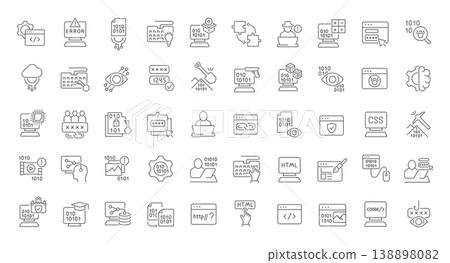 Set Vector Line Icons of Programming Set Vector Line Icons of Programming 138898082