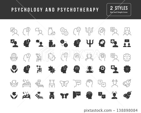 Set of simple icons of Psychology and Psychotherapy 138898084
