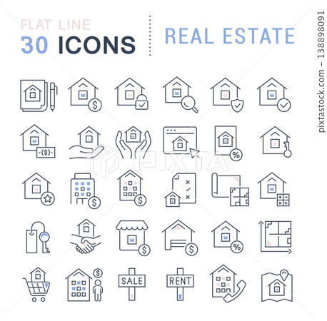 Set Vector Line Icons of Real Estate 138898091