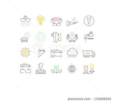 Set Vector Flat Line Icons Recycling 138898092
