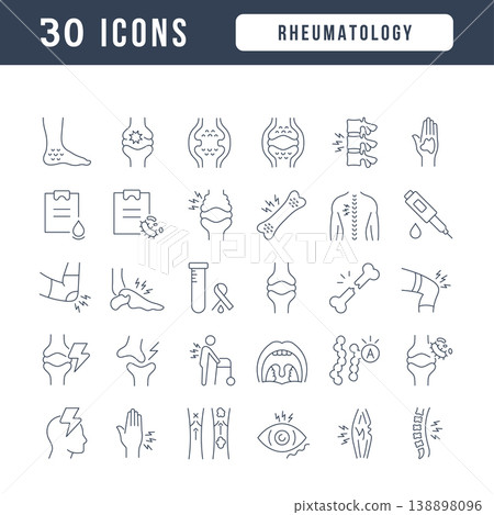 Set of linear icons of Rheumatology Set of linear icons of Rheumatology 138898096