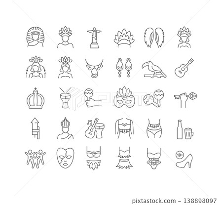 Vector Line Icons of Rio Carnival Vector Line Icons of Rio Carnival 138898097