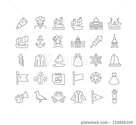 Vector Line Icons of Scarlet Sails Vector Line Icons of Scarlet Sails 138898109