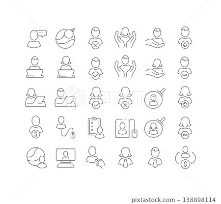 Vector Line Icons of Search for Employees Vector Line Icons of Search for Employees 138898114
