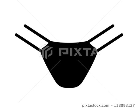 Black silhouette of women's micro thong panties with side tie straps. Vector illustration of minimal feminine lingerie isolated on a white background. Black silhouette of women's micro thong panties with side tie straps. Vector illustration of minimal feminine lingerie isolated on a white background. 138898127