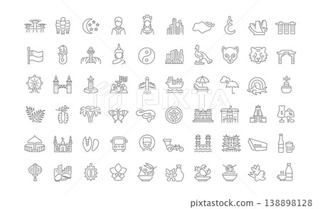 Set Vector Line Icons of Singapore. 138898128