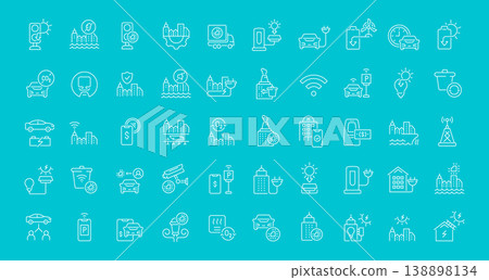 Set of Line Icons of Smart City Set of Line Icons of Smart City 138898134