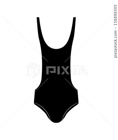Black silhouette of a women one piece swimsuit. Simple vector illustration of female beachwear isolated on a white background. 138898305