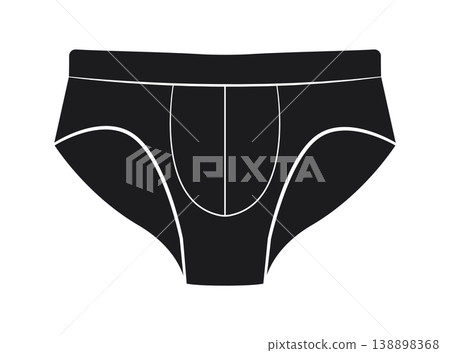 Black silhouette of men classic briefs underwear. Vector illustration of male underpants isolated on white background. Black silhouette of men classic briefs underwear. Vector illustration of male underpants isolated on white background. 138898368