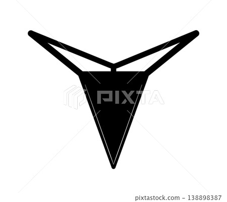 Black silhouette of women thong panties with thin side straps and narrow shape. Vector illustration of female lingerie isolated on white background. Black silhouette of women thong panties with thin side straps and narrow shape. Vector illustration of female lingerie isolated on white background. 138898387