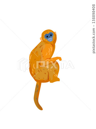 Yellow Monkey Sitting on Branch 138898408