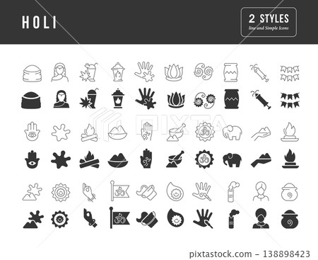 Vector Simple Icons of Holi 138898423