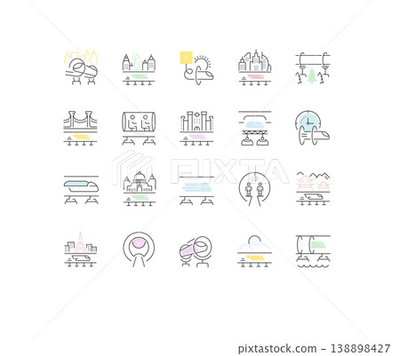 Set Vector Line Icons of Hyperloop. Set Vector Line Icons of Hyperloop. 138898427