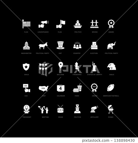 Set of simple icons of Independence Day 138898430