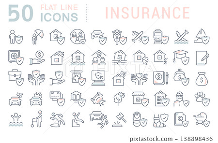 Set Vector Line Icons of Insurance Set Vector Line Icons of Insurance 138898436