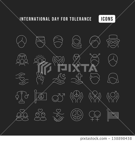 Vector Line Icons of International Tolerance Day Vector Line Icons of International Tolerance Day 138898438