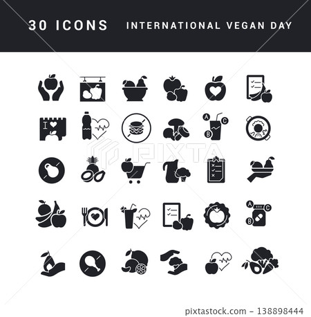 Vector Simple Icons of International Vegan Day Vector Simple Icons of International Vegan Day 138898444