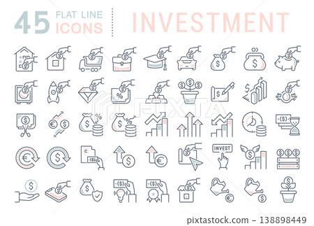 Set Vector Line Icons of Investment 138898449