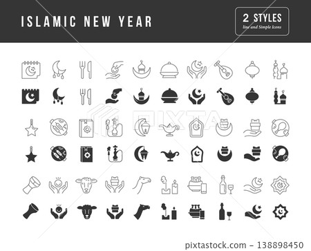 Vector Simple Icons of Islamic New Year 138898450